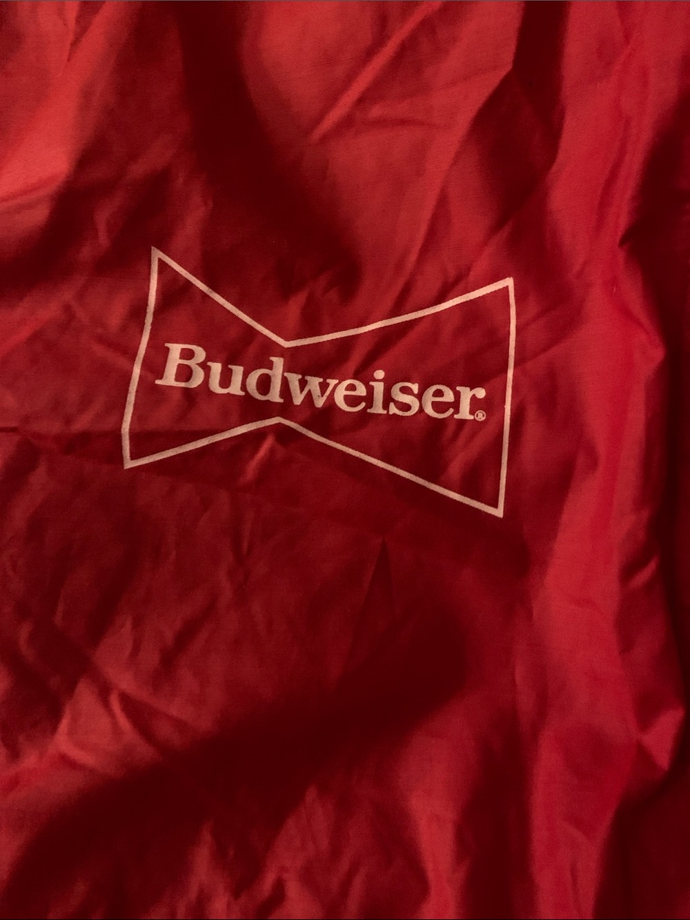 Budweiser/USO Sponsor TOTO Red w. White “Bowtie” Crew Jacket 1980 early 90s.
